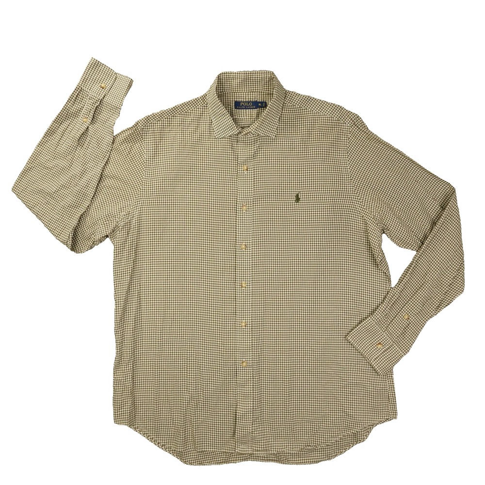 Polo Ralph Lauren Button Up Shirt Men's XL Brown Gingham Check Old Money Ivy